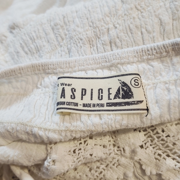 Seaspice Peruvian cotton white cover up tunic dress size S Bohemian Beach - Picture 9 of 9